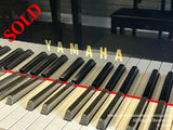 Close-up view of a Yamaha piano keyboard with black and white keys and the Yamaha logo displayed above the keys.