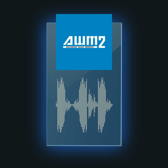 Graphic representation of an Advanced Wave Memory 2 (AWM2) technology logo, commonly associated with digital piano sound synthesis.